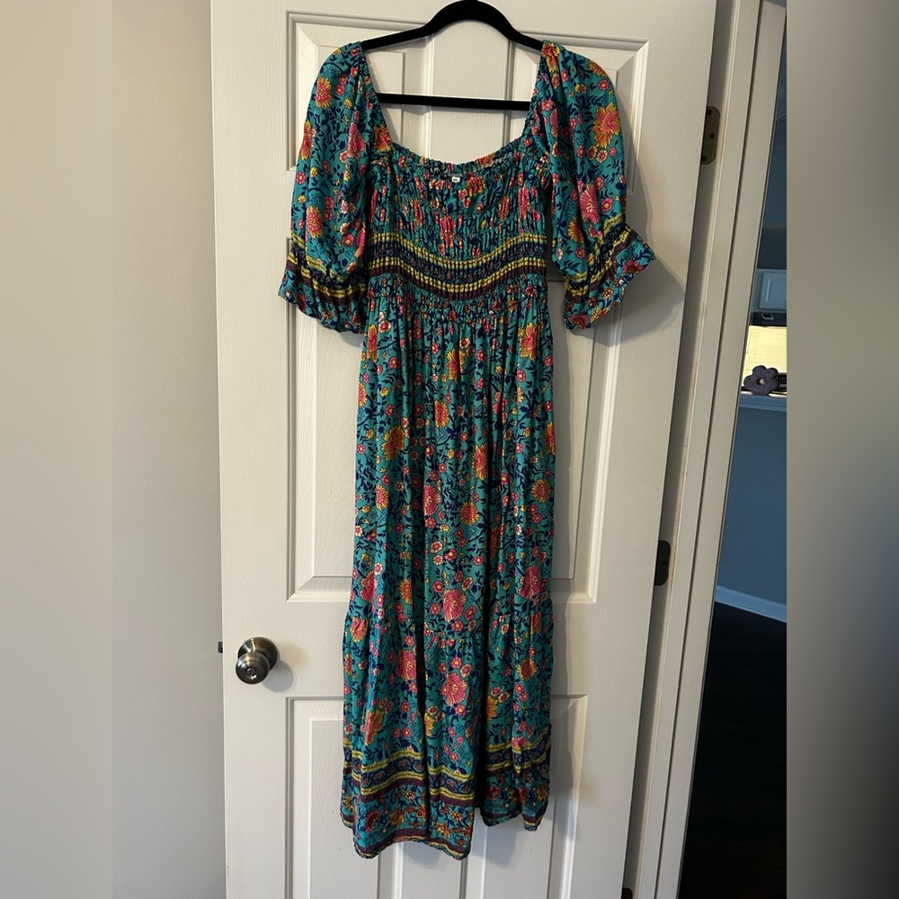 Floral Blue Stretchy Bust Maxi Dress Size XXL - NWT - Picture 2 of 4